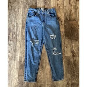 Levi’s Silvertab Women’s Mom Jean 30 X 27 Medium Washed Distressed Ripped Denim